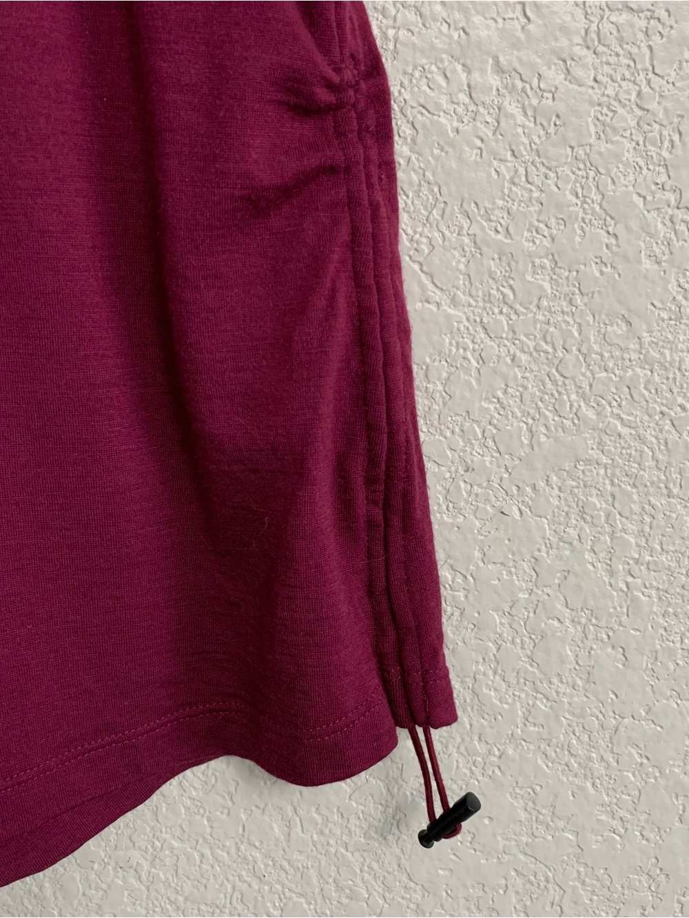 Ibex Top Womens XL Merino Wool 1/4 Zip Base Layer Side Ruched Outdoor Burgundy - Picture 11 of 13